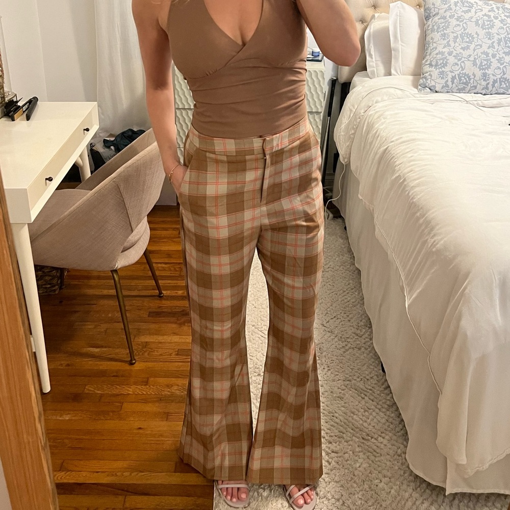 Plaid High-Waisted Women's Pants
